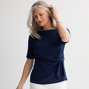 Women's Croft & Barrow® Crinkle Side Tie Top