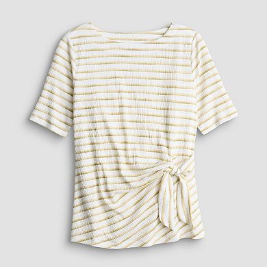 Petite Croft & Barrow® Crinkle Side Tie Top