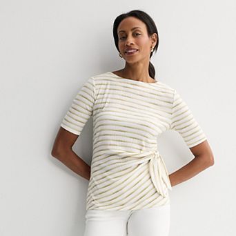 Petite Croft & Barrow® Crinkle Side Tie Top