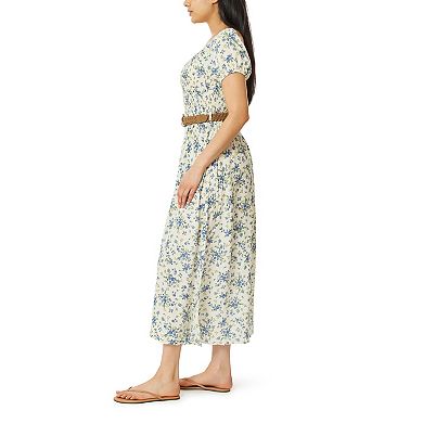 Juniors' WallFlower Lily Smocked Bodice Belted Maxi Dress