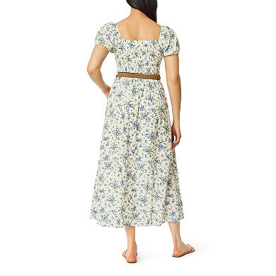 Juniors' WallFlower Lily Smocked Bodice Belted Maxi Dress