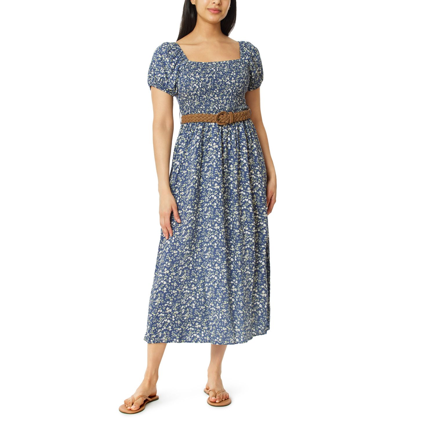 Женские платья WallFlower Juniors' WallFlower Lily Smocked Bodice Belted Maxi Dress