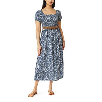 Juniors' WallFlower Lily Smocked Bodice Belted Maxi Dress