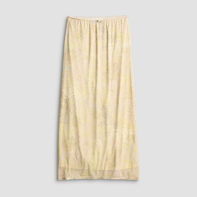 Juniors' Pink Rose Midi Mesh Skirt