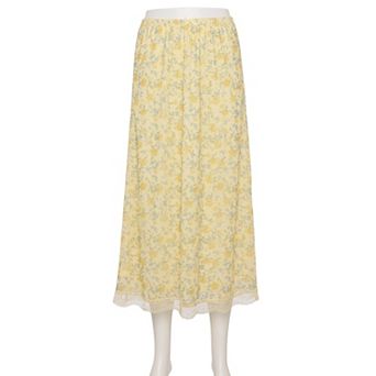 Juniors' Pink Rose Lace Trim Mesh Skirt