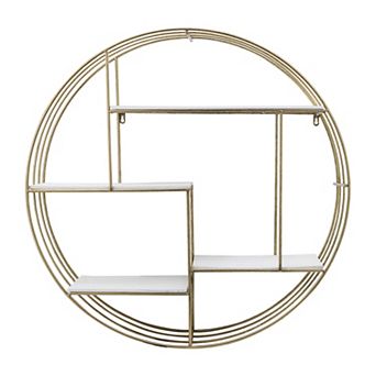 Sagebrook Home Modern Glam Iron And Wood Wall Storage Shelf