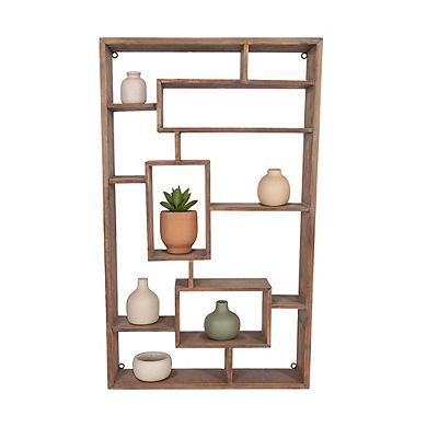 Sagebrook Home Wooden Geometric Wall Shelf