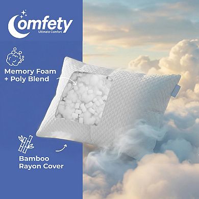 Memory Foam Pillow, Breathable Adjustable Firm Pillow with Shredded Memory Foam Fill