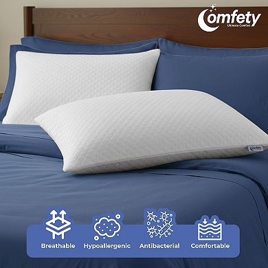 Memory Foam Pillow, Breathable Adjustable Firm Pillow with Shredded Memory Foam Fill