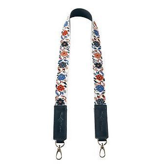 Mai Woven Bag Strap - Flowers with Leather