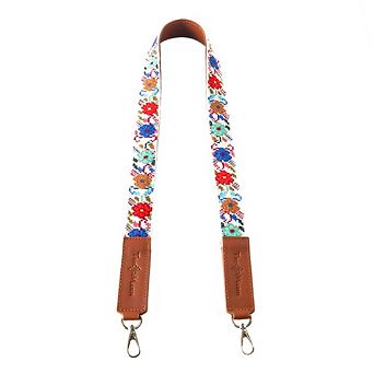 Mai Woven Bag Strap - Flowers with Leather