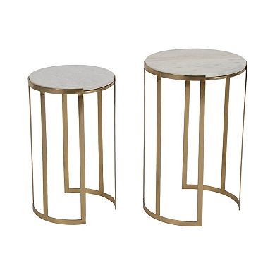 14 in. Round Marble Accent Table