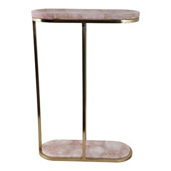 6.25 in Round Top Quartz Iron Base Top End Table
