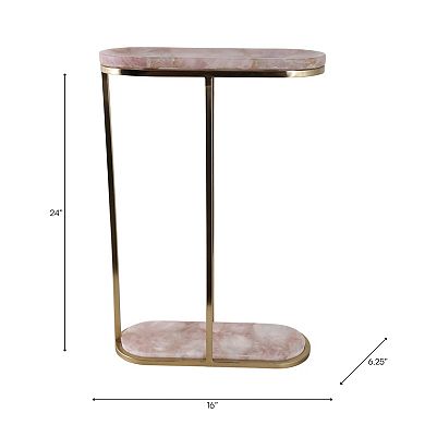 6.25 in. Round Top Quartz Iron Base Top End Table