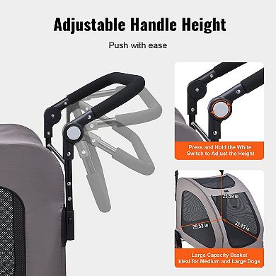 Foldable Pet Stroller for Small Animals, 35 lbs Capacity with Carrier