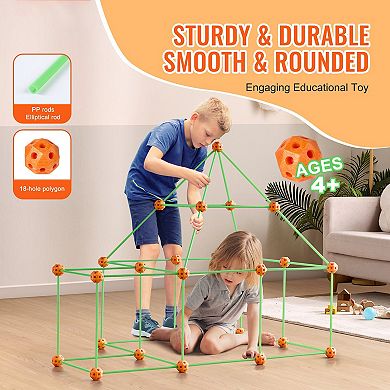 85-Piece Glow Fort Building Kit, STEM Building Set