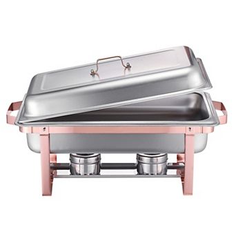 9-qt Roll Top Chafing Dish Buffet Complete Set with Full-Size Pan, Silver