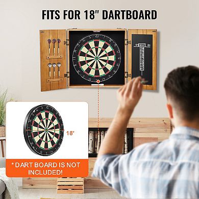 Dartboard Cabinet Solid Wood Hideaway Cabinet with Scoreboard (No Dartboard)