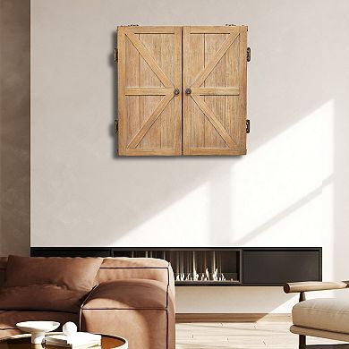 Dartboard Cabinet Solid Wood Hideaway Cabinet with Scoreboard (No Dartboard)