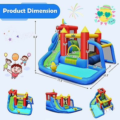 Inflatable Bounce House with Slide and Splash Pool - Blower Included