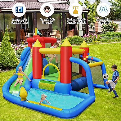 Inflatable Bounce House with Slide and Splash Pool - Blower Included