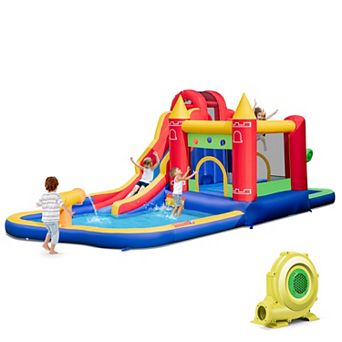 9 in 1 Inflatable Bounce House with Water Slide and Pool Includes 735W Blower