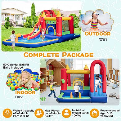 9 in 1 Inflatable Bounce House with Water Slide and Pool Includes 735W Blower