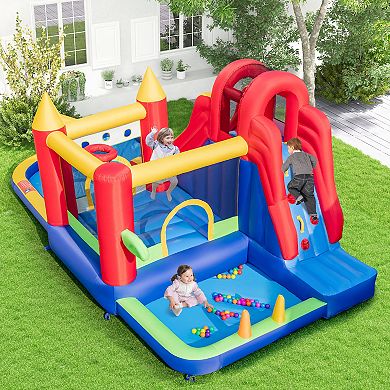 9 in 1 Inflatable Bounce House with Water Slide and Pool Includes 735W Blower