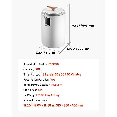 Bathroom Towel Warmer Bucket with 24H Timer Child Lock and Auto Shut Off