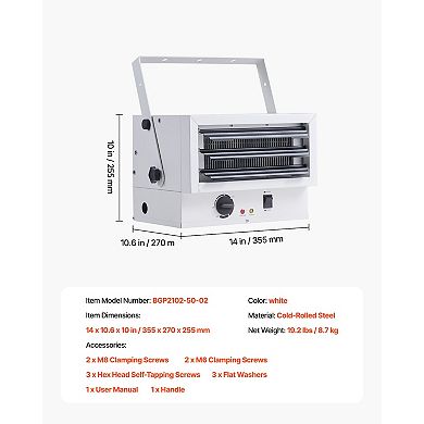 Electric Garage Heater 5000W Dual-Setting Low Noise Commercial Heater