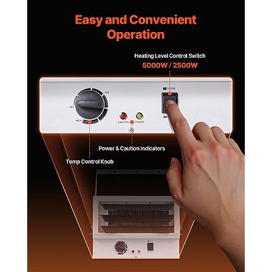 Electric Garage Heater 5000W Dual-Setting Low Noise Commercial Heater