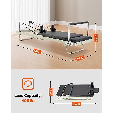Foldable Pilates Reformer for Home, Dual Spring & Cord Resistance
