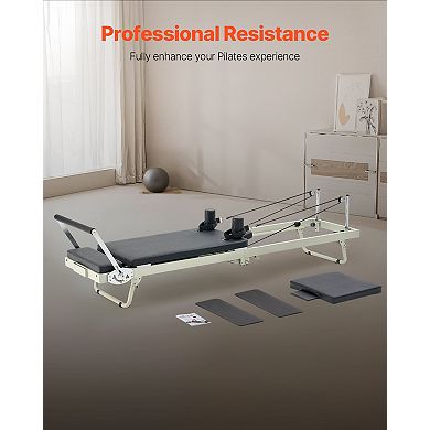 Foldable Pilates Reformer for Home, Dual Spring & Cord Resistance