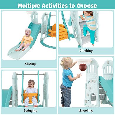 Toddler Slide and Swing Set with Extra-long Slide Height