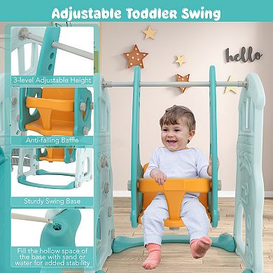 Toddler Slide and Swing Set with Extra-long Slide Height