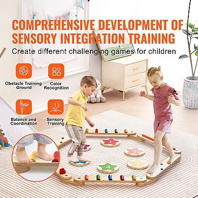 6-Piece Kids Balance Beam Stepping Stones for Indoor/Outdoor Obstacle Course