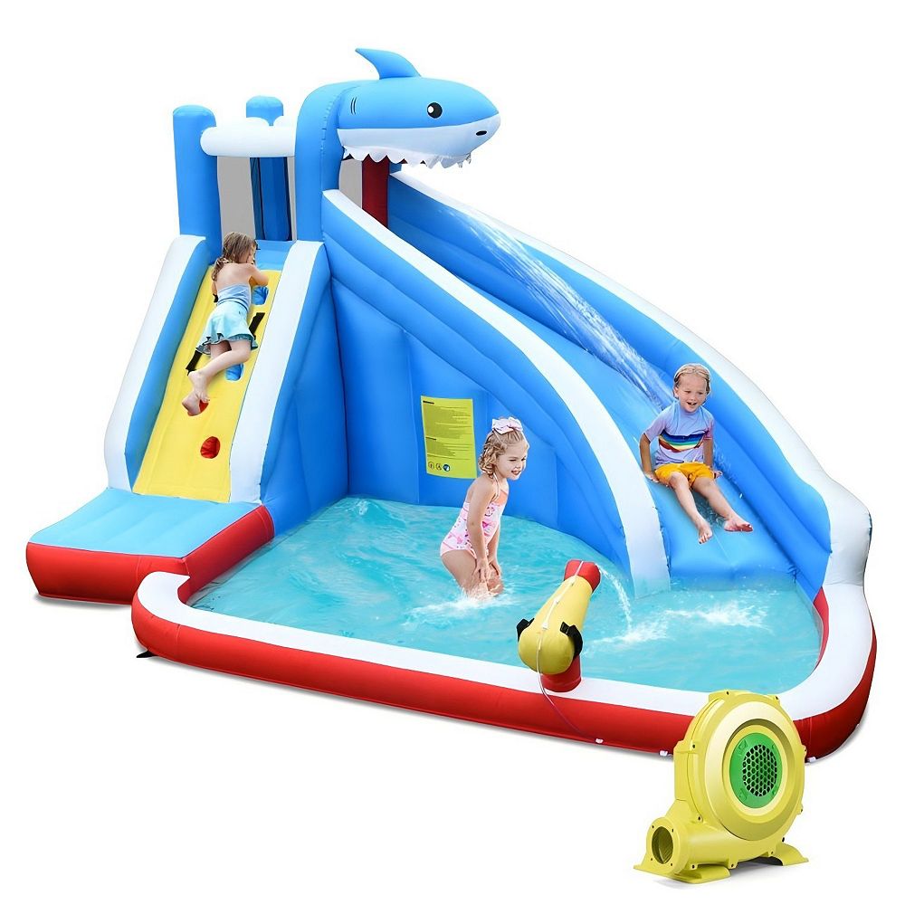 Inflatable Shark Bounce House with Water Slide