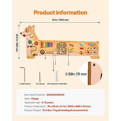 Puppy Busy Board with 12 Montessori Learning Activities
