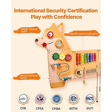 Puppy Busy Board with 12 Montessori Learning Activities