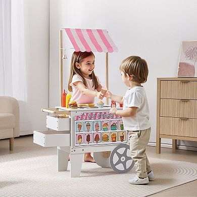 Ice Cream Shop Pretend Play Set with Awning, Freezer & Flipping Menus