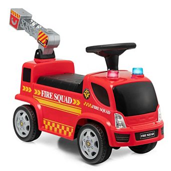 Kids Ride-On Fire Truck Push Car with Bubble Maker and Lights