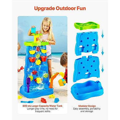 Double-Sided Sand & Water Table with 37 PC Waterfall Set