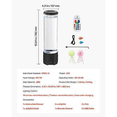 Sensory Bubble Tube Lamp with 16 Color Effects & Bluetooth Speaker
