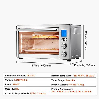 Countertop Convection Oven 28L 10-in-1 Toaster Baker 1800W