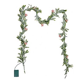 6.6ft Pre-Lit Christmas Garland with Berries & Vines
