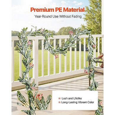 6.6ft Pre-Lit Christmas Garland with Berries & Vines