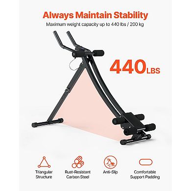 Ab Workout Machine, Foldable Ab Cruncher for Home Gym, 440 lbs Capacity