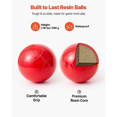 Tournament-Style 107mm Bocce Ball Set with Official Measuring Rope