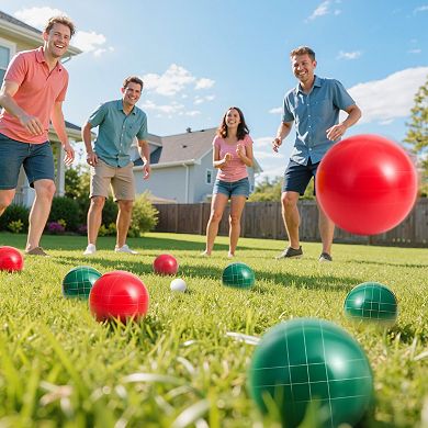 Tournament-Style 107mm Bocce Ball Set with Official Measuring Rope