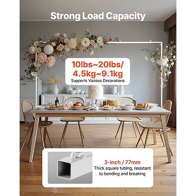 Adjustable Table Arch Stand 13"-42" Tall, White Balloon Frame